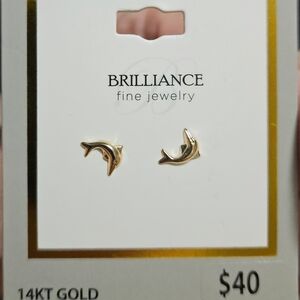 14 KT Gold Dolphin Earrings BY Brilliance Fine Jewelry